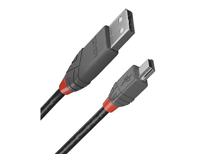 LINDY 36725 5m USB 2.0 Type A naar Mini-B kabel, antraciet