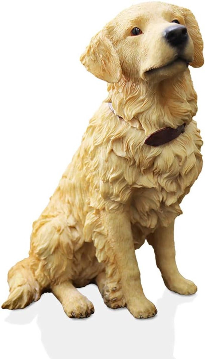 Handgeschilderd Hond Standbeeld - Bruine Dieren Sculptuur voor Huisdecoratie - Hoogte: 18 cm