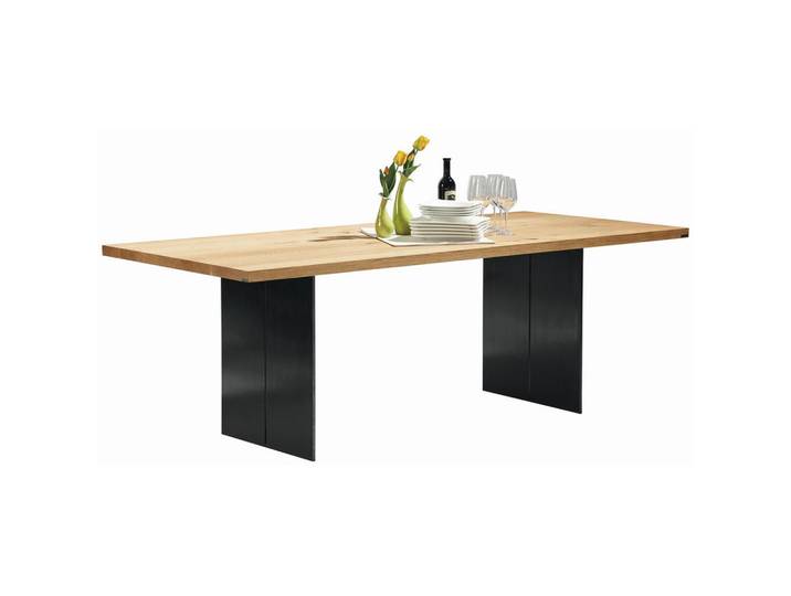 Musterring Esstisch Nova, Silber, Eiche, Holz, Metall, Asteiche, massiv, rechteckig, Wange, 100x77x220 cm, Esszimmer, Tische, Esstische