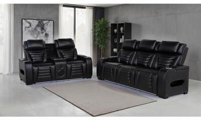 Coaster Zuma Faux Leather Dual Power LED Sofa Set Black