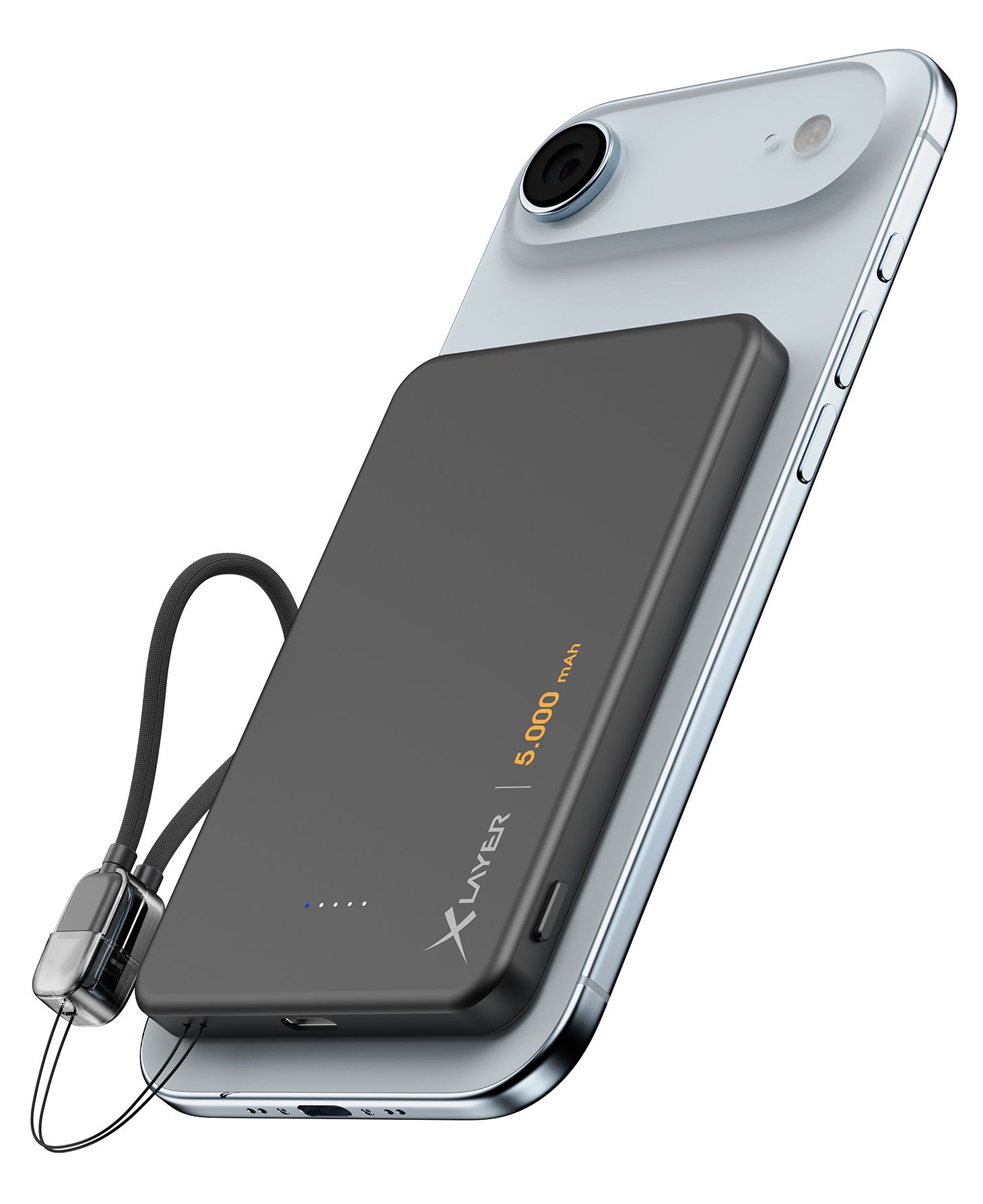 XLayer 5000 mAh Powerbank USB Typ-C Kabelloses Laden MagFix Pro (Schwarz) 220998