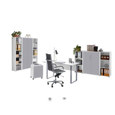 moebel-dich-auf Büromöbel-Set TABOR 5 in weiß / lichtgrau, Arbeitszimmer Komplett-Set Büro