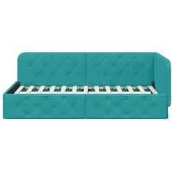 vidaXL Eckbettgestell Türkis 100 x 200 cm Samt