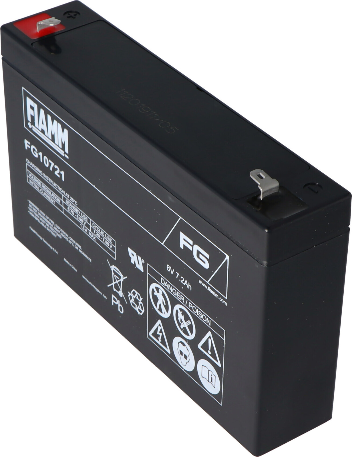 Fiamm FG10721 oplaadbare loodaccu, 6 Volt, 7,2Ah
