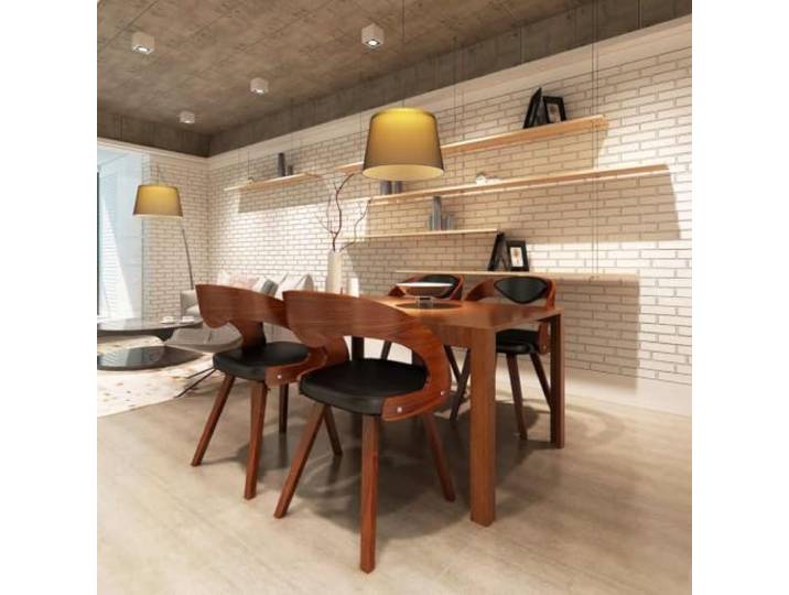 YUTAASU Esszimmerstühle 4 STK. Braun Bugholz Kunstleder Polsterung, Ergonomisch, Holzrahmen, 110 kg Belastbarkeit, Esszimmer
