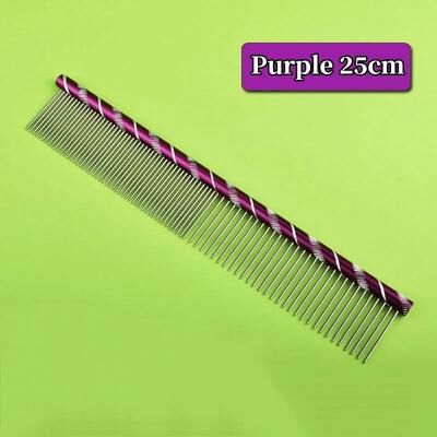 Inspired Finds ProGroom Stainless Steel Pet Comb Lightweight Detangling & Cleaning Comb For Cats And Dogs purple 9.84in