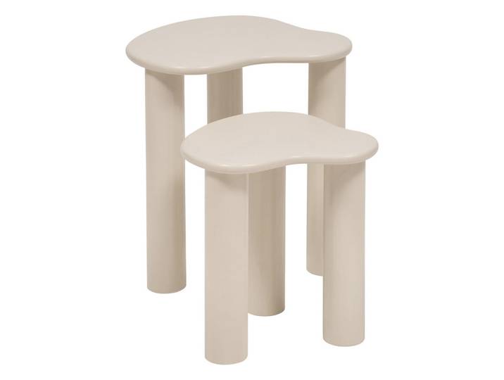 Atmosphera Createur d´interieur Couchtisch 2er-Set Olao Beige, Rund, 45x50.5x45 cm, Wohnzimmer, Wohnzimmertische, Beistelltische