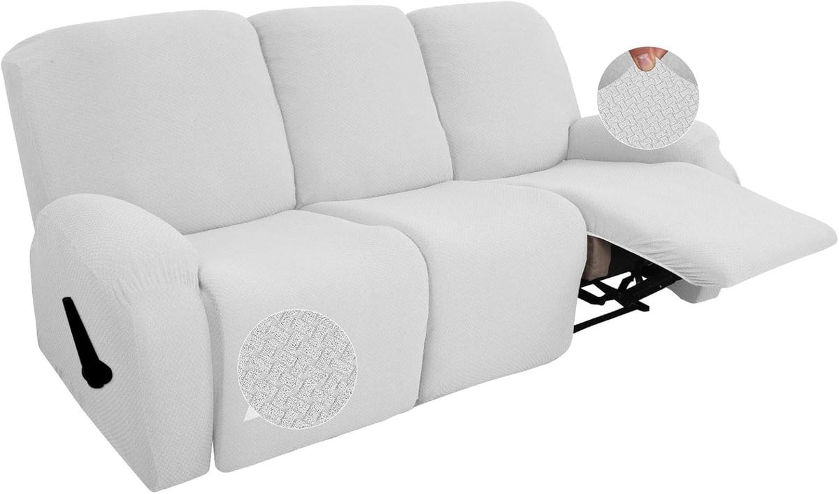 Wit Stretch Fauteuilhoes - 3-zits Bankbeschermer voor Meubels