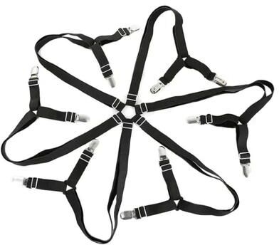 Inspired Living 12 Clip Bed Sheet Clips Adjustable Sheet Fasteners For Bedding, Sofa Covers And Blankets black