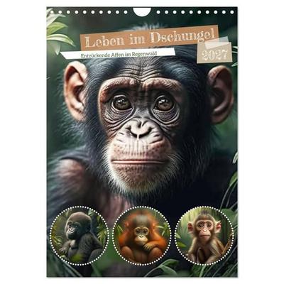Leben im Dschungel. Entzückende Affen im Regenwald (Wandkalender 2027 DIN A4 hoch), CALVENDO Monatskalender