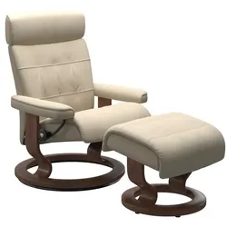 Stressless Sessel mit Hocker Erik Classic Leder Beige Batick Cream L (Large)