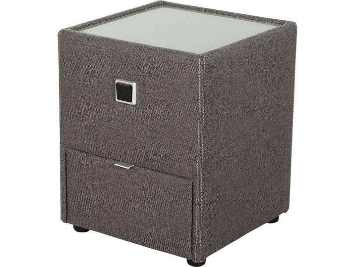 Nachtkonsole, Glas & Holzwerkstoff, Dunkelgrau 309/09, 42,5×53×45 cm, Mit LED-Beleuchtung, Jockenhöfer