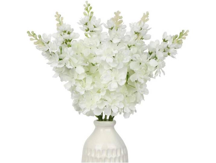 Kunstblumen Rittersporn 6er-Set 45 cm Weiß, 30 cm, Dekoration, Blumen & Blumentöpfe, Kunstblumen