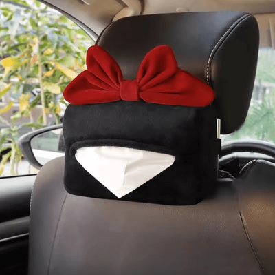 Uplift Curations BowRide Plush Car Neck Pillow Cute Red Bowknot Headrest & Seatbelt Support Cushion For Women 1pc Tissue Holder