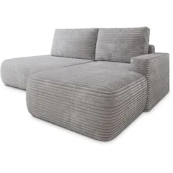 ECKSOFA AVINI T R-S Hellgrau Kordstoff mit Schlaffunktion