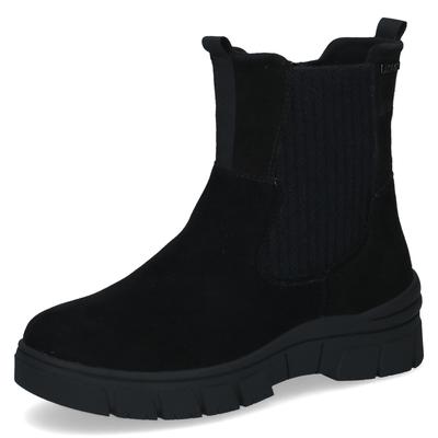 Winterboots CAPRICE, Damen, Gr. 38, wärmend, schwarz, Leder, Schuhe Winterboots, Chelseaboots, Stiefelette mit Stretcheinsatz an der Außenseite