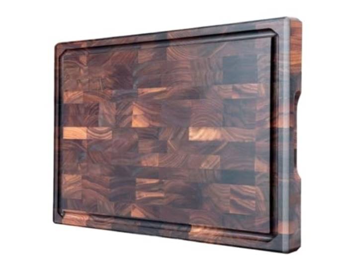 CHUNXVLI Schneidbrett Schneidebrett Walnuss-Schneidebretter Hirnholz-Schneidebrett Holzschneidebrett Mit Saftrille, Innengriffen, Rutschfester Matte Frühstücksbrett Schneidebretter(13.5in*9.4in*1in)