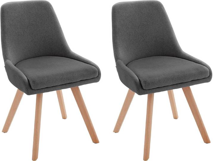 OTTO home Esszimmerstuhl Dilla (Set, 2 St), Webstoff Bezug, Massivholz Gestell, Sitzhöhe 48 cm