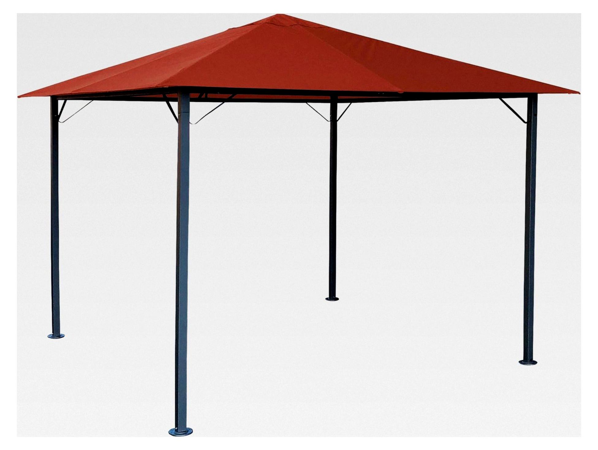 Metall Gartenpavillon 3x3m Antik Partyzelt Terra/Rotorange RAL 2001