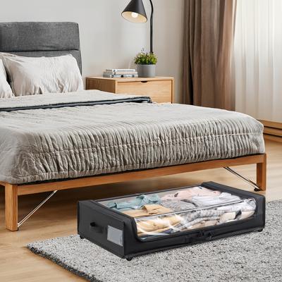 Modern Designs Under-Bed Storage Bins with Zippered Clear Top and Wheels, Set of 2