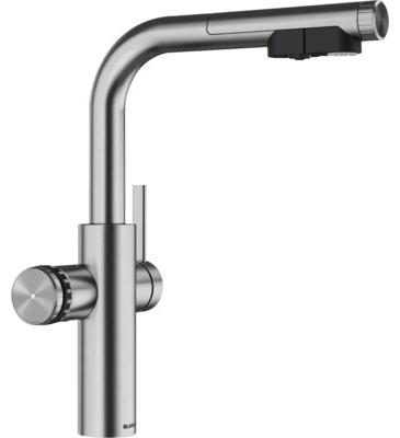 Blanco Küchenarmatur mit Filterfunktion und Kochend heißes Wasser Wasserhahn mit Sprudel CHOICE ICONA-L edelstahl gebürs