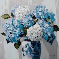 Keilrahmenbild BLAUE HORTENSIE (BHT 80x80x3.70 cm) - blau - BHT 80x80x3.70 cm