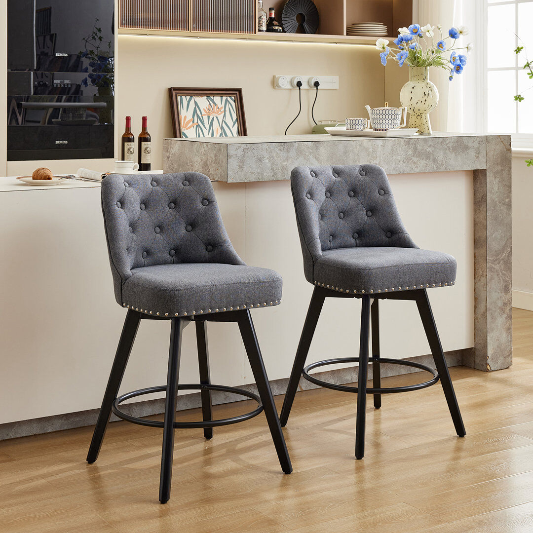 Brayden Studio Swivel Bar Stool Grey 96cm H X 53cm W X 49.5cm D