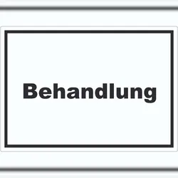 HB-Druck Behandlung Aufkleber mit Text Behandlungsraum waagerecht A9 (37x52mm)