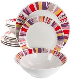 Gibson 12 Piece Ceramic Dinnerware Set Multi Color