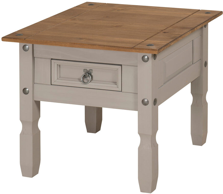 Brambly Cottage Palmea Solid Wood End Table Grey 53cm H X 58cm W X 58cm D