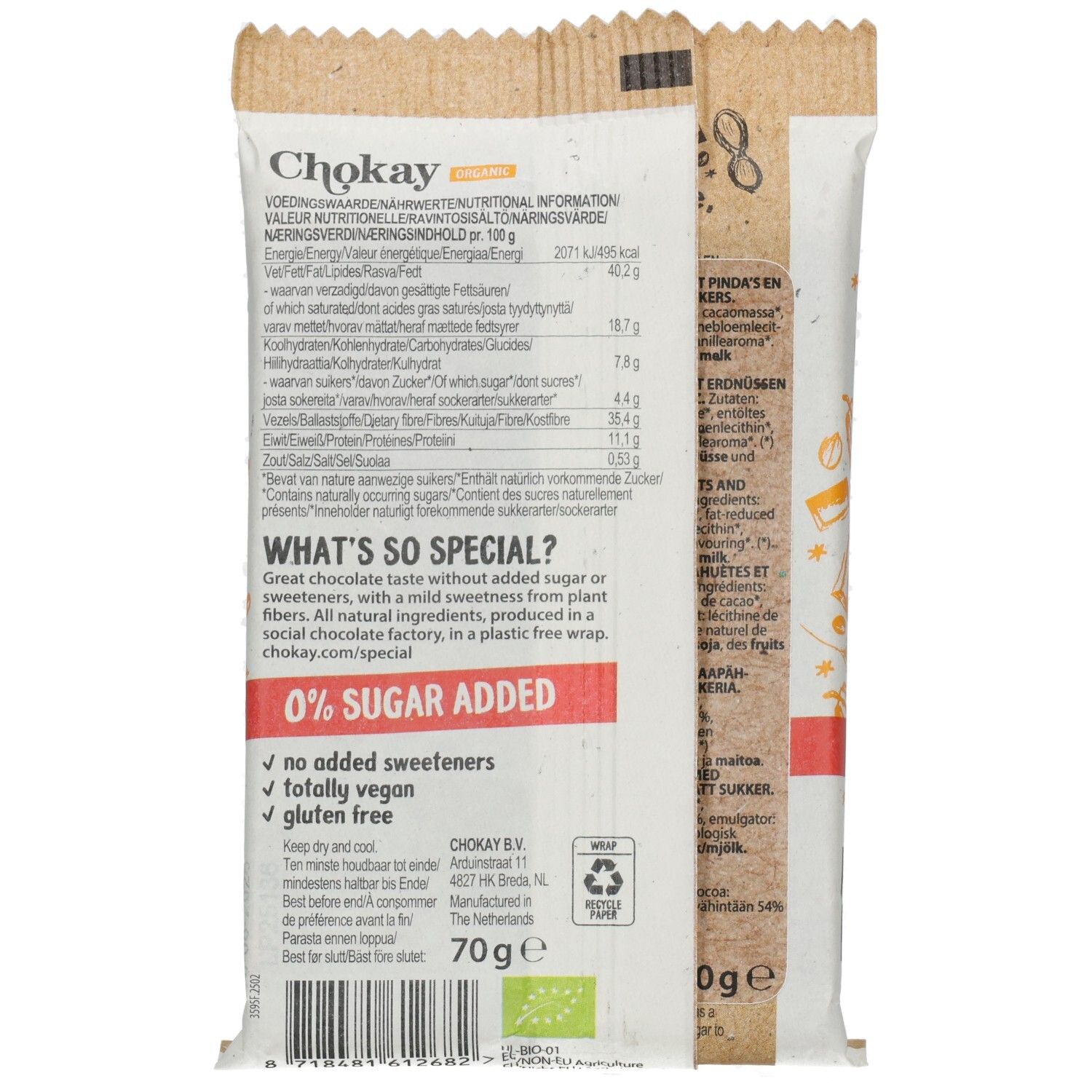 Chokay - Bar Caramel Peanut FairTrade, 70g 70 g Schokolade