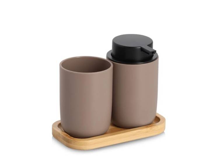 Zeller Bad-Accessoires-Set, 3-TLG., Kunststoff/Bambus,
