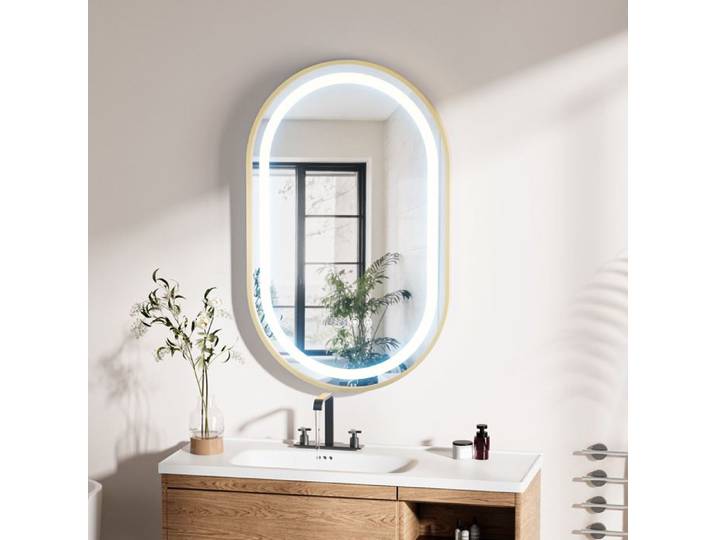 Miroir de salle de bain LED - Miroir ovale-Anti-buée - 3 Couleur Éclairage Réglable - Contrôle tactile - Facile à installer -80x50cm