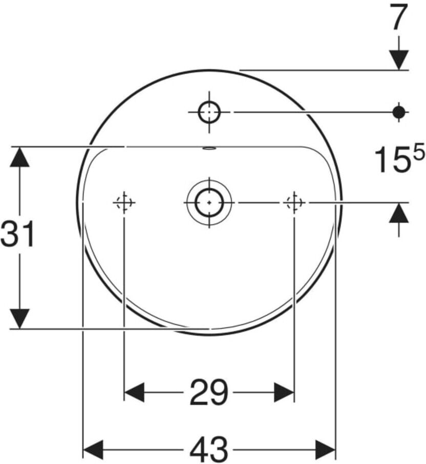 Geberit Aufsatzwaschtisch VariForm d 45cm, m Hahnloch, m ÜL, rund, weiß (500769012)