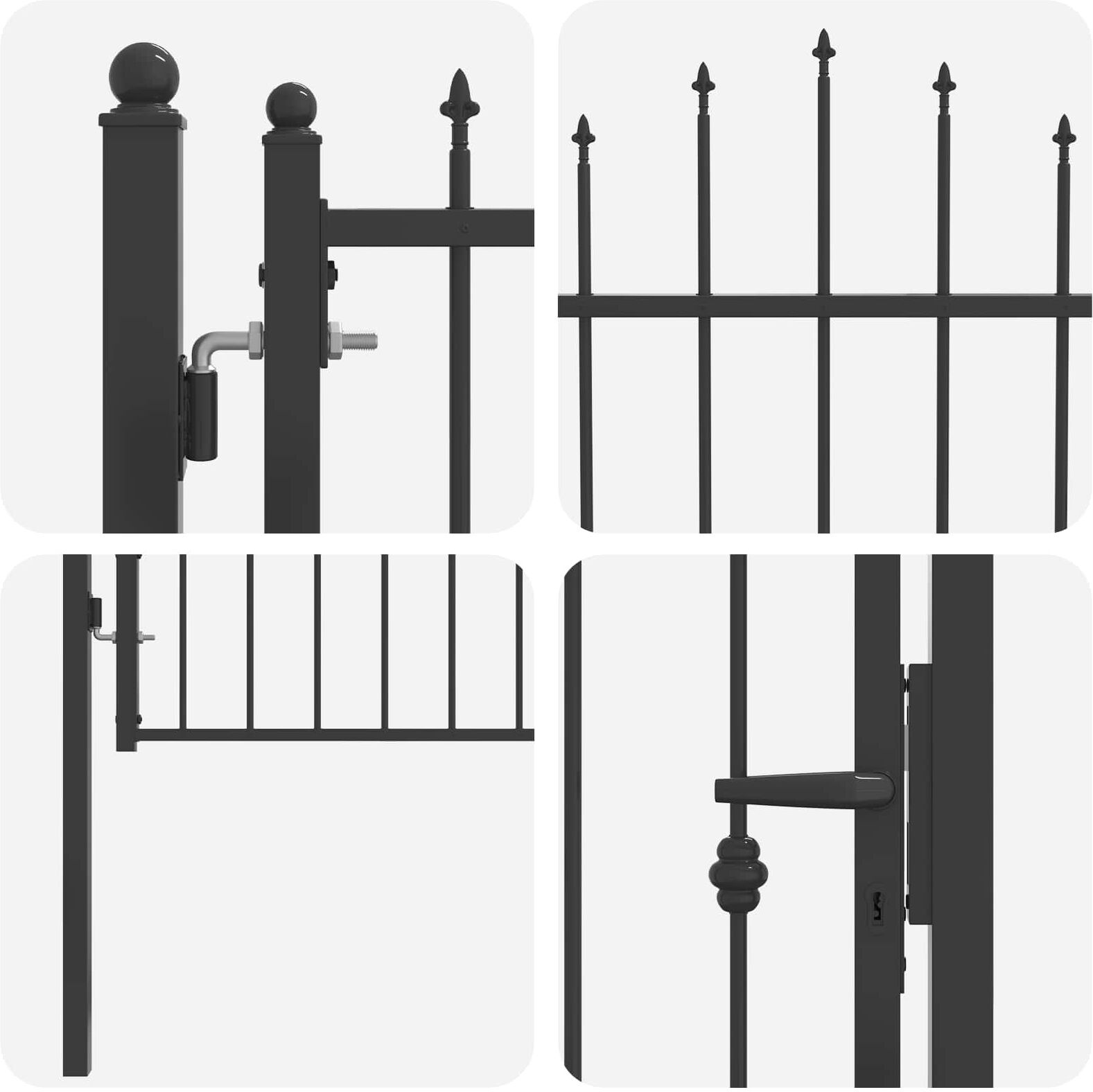 vidaXL Porte de Clôture ASTEN 100 x 125 cm métal Noir Verrouillable