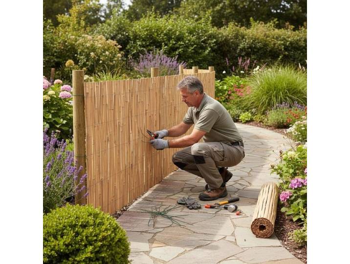 Clôture en bambou 1000x70 cm, panneau d'écran d'intimité pour jardin, décoration extérieure pour cour, patio, jardin, barrière naturelle