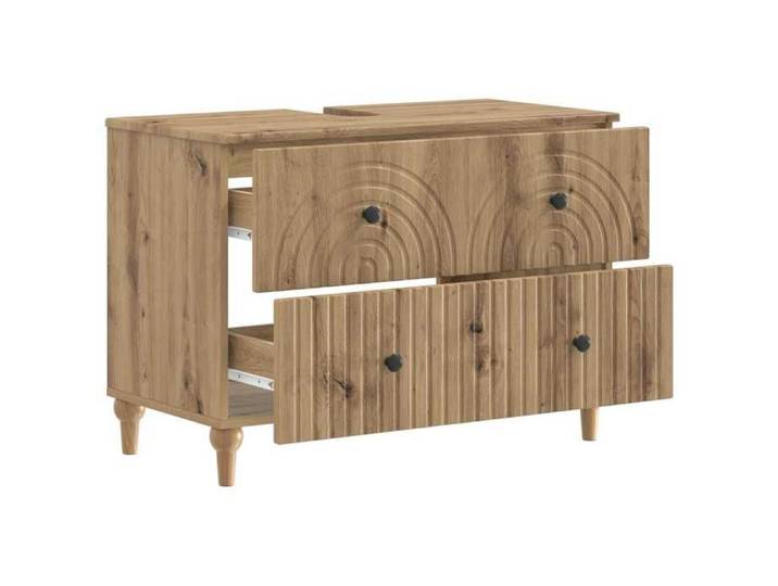 Meuble sous vasque - Brun - Meuble sous Lavabo de Salle de Bain ALKMAAR Chêne artisanal - Cadre durable_24.41kg_81393