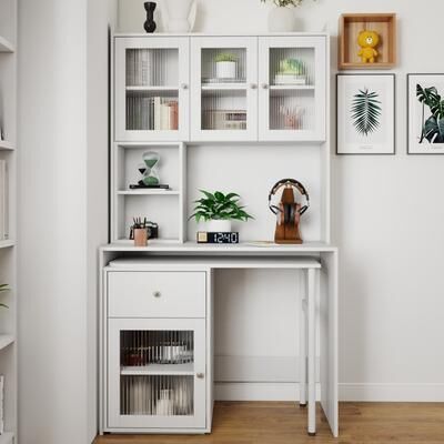 Abrihome "70.87""H Home Office & Study Computer Desk with 90 Degree Rotating Desktop"