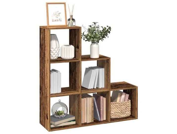 Étagère séparatrice de pièce à 3 niveaux vieux bois 99x29x99 cm étagère étagère à livres étagère de rangement 857965
