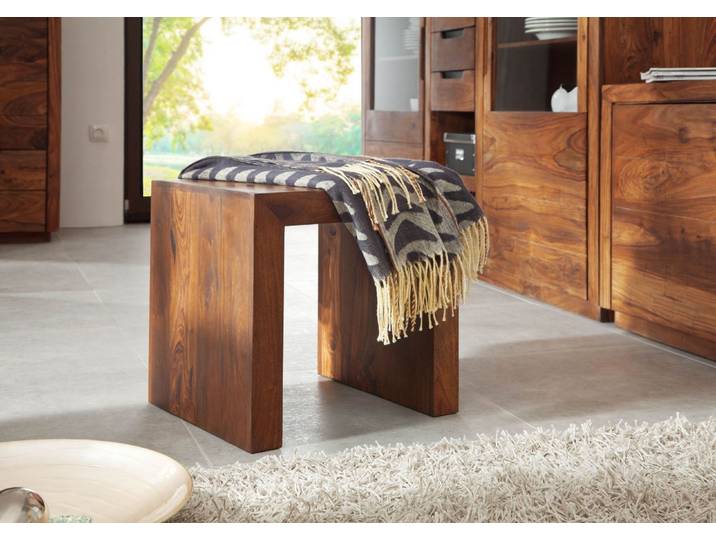 Hocker Sheesham 45x40x40 walnuss lackiert DUKE #111