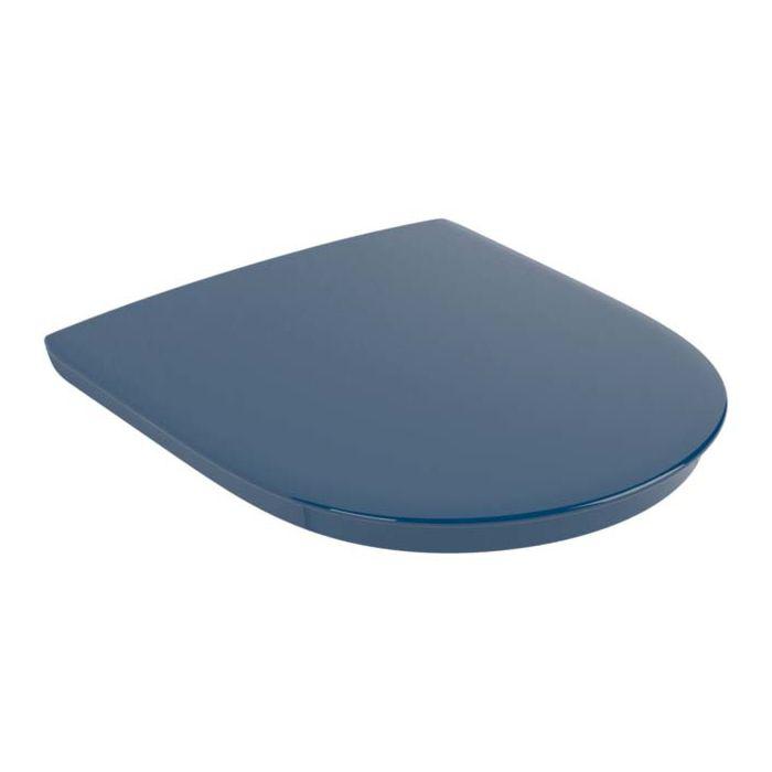 Villeroy und Boch ViCare WC-Sitz 9M7261P1 durchgehende Scharnierwelle, Scharniere Edelstahl, blau AntiBac