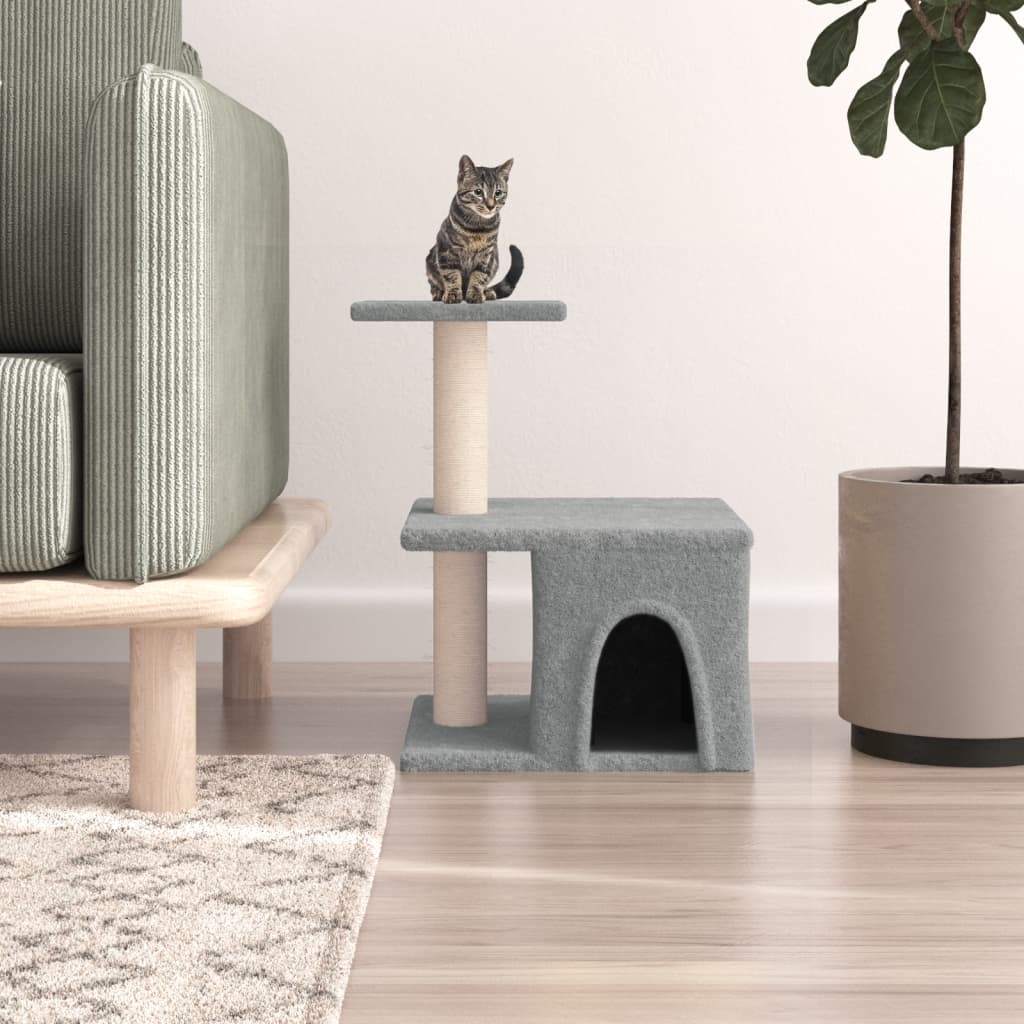 vidaXL Rascador para gatos con postes de sisal gris claro 48 cm Gris