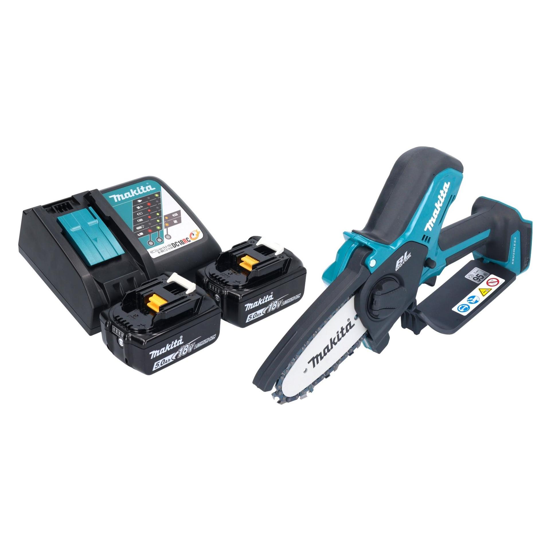 Makita DUC 101 RT201 Akku Astsäge 18 V 10 cm Brushless + 2x Akku 5,0 Ah + Ladegerät (Akku Kettensäge) (DUC101Z01)