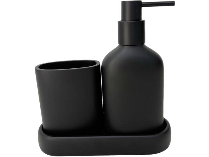 Badezimmer-Set Kim schwarz Polyresin