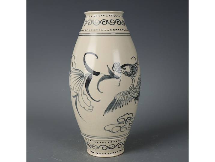 Vase en porcelaine à motif de fleurs et de phénix, bouteille de tambour de taille, Antique des années 90, décoration de maison, porcelaine Antique à collectionner