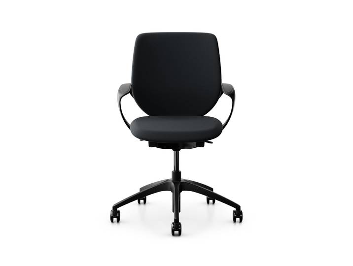 Swivel chair backrest configurable Giroflex 313 with upholstered backrest, with fixed armrests Black/Black, New