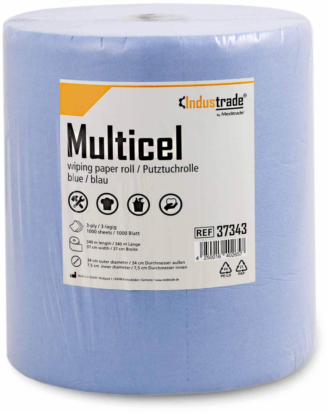 Industrade® Putztuchrolle 3-lagig blau 37343