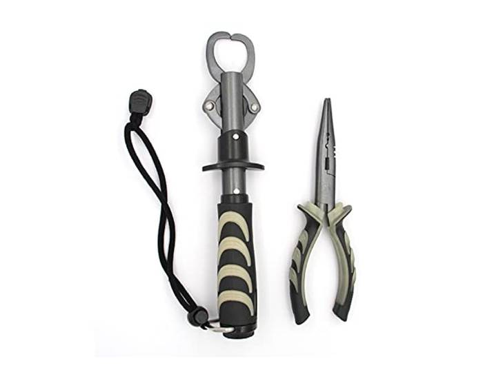 Angelzange Leuchtende Fischereizzangen Greifer Fischlippe Griffklemme mit Waagen Tackle Haken Wiederherstellen Splitring Carp Fishing Goods Angeln Werkzeuge