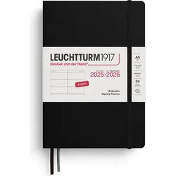 Leuchtturm 1917 Wochenplaner 2025/2026 18M A5, schwarz