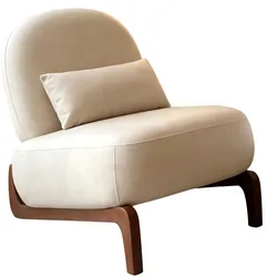 SESSEL Samt Camel Armlos Holzbeine Lounge Lesesessel Wohnzimmer